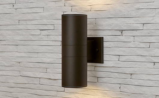 LED Cylinder Outdoor Wall Wash, Up/Down Sconce Light, 3000K, brown