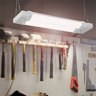 2' LED Adjustable Hanging Garage Shop Light, Frosted Lens